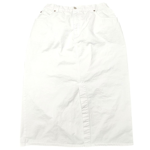Denim & Co. Dresses & Skirts - Denim & Co Maxi Skirt Women L White Cotton High Waist Clean Girl Coastal Grandma